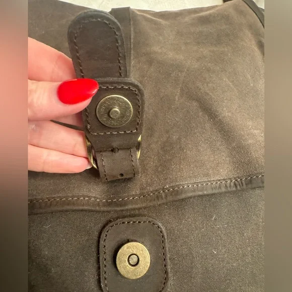 Barbour Waxed Leather Canvas Messenger/Mail Bag - Picture 7 of 14